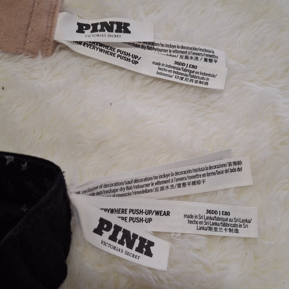 PINK Victoria's Secret Black and Crem Bras Intimates Size 36DD. - Picture 4 of 5